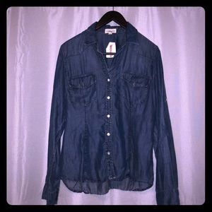 Cloth & stone soft denim cuff sleeve shirt sz L
